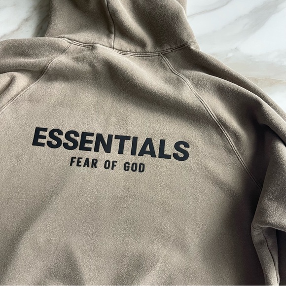 Fear of God Essentials Taupe Pullover Hoodie Size Mens XL - Picture 8 of 13